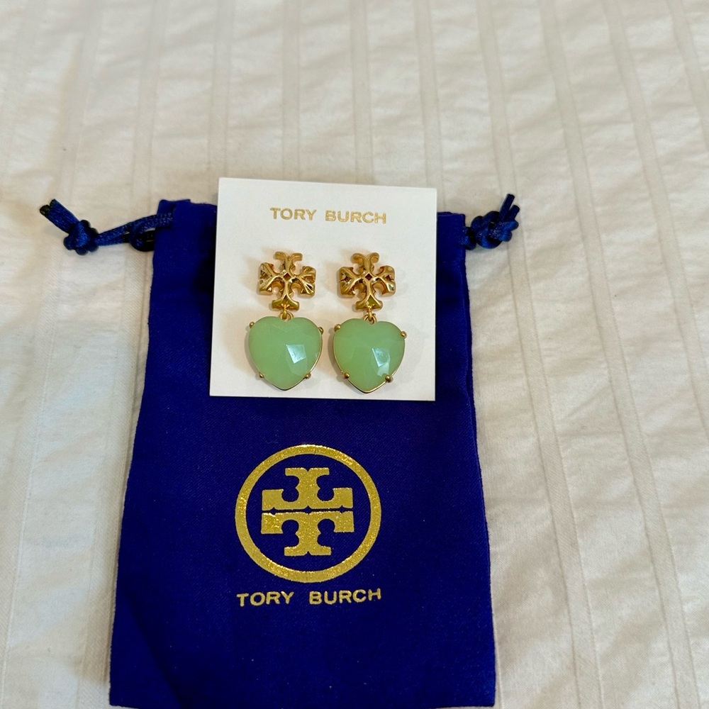Tory Burch Gold and Mint Earrings